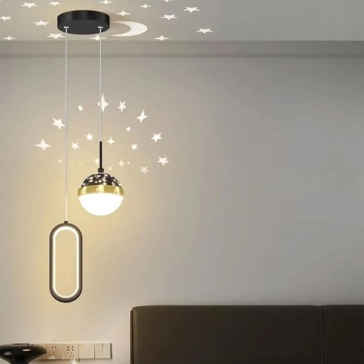 Lustra LED suspendata GILONA 42W, lumina Rece/Calda/Neutra, Negru