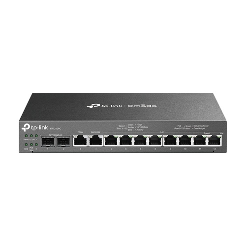Router 3-in-1 VPN, Switch PoE, Controller, 2 x SFP 1G, 10 x RJ45 1G, Multi-WAN - TP-Link Omada ER7212PC