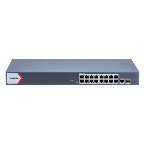 Switch 16 porturi PoE Gigabit, 1 port RJ45 Gigabit, 1 port SFP Gigabit, Smart Management - HIKVISION DS-3E1518P-EI
