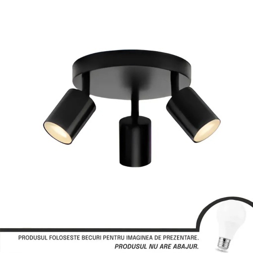 Lustra Joom cu Proiectoare Rotund, 3 X GU10, Negru