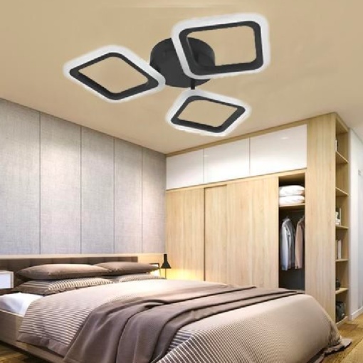 Lustra LED PULSARIS 32W, 3 Patrate, lumina Rece/Calda/Neutra, Negru