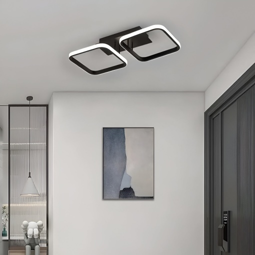 Lustra LED VERTEX 11W, 2 Patrate, Liniara, lumina Rece/Calda/Neutra, Neagra