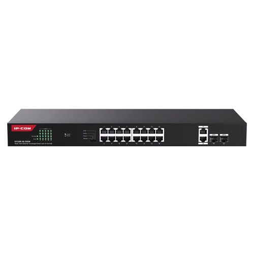 Switch 16 porturi Gigabit PoE, 2 x RJ45 Gigabit Uplink, 2 x SFP Gigabit, 1U - IP-COM G1120P-16-250W