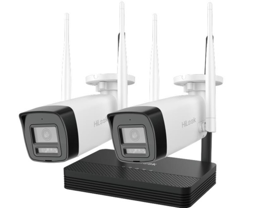 Kit supraveghere IP wireless Hikvision HiLook, 2 camere bullet, 4MP, IR 30m, Audio, slot microSD, NVR 4 canale - IKS-2044BH-PH/W