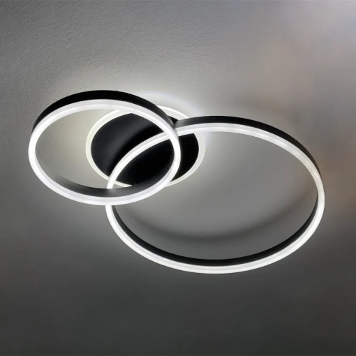 Lustra LED cu telecomanda ELISABETH 71W, 2 Cercuri, lumina Rece/Calda/Neutra, Dimabila, Negru