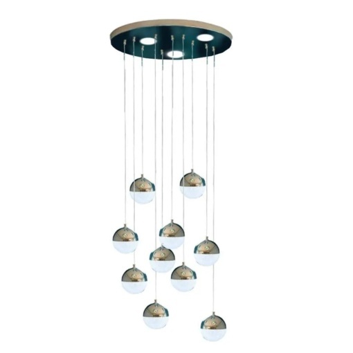 Lustra LED suspendata cu telecomanda JEREMIAS 132W, 10 Elemente, lumina Rece/Calda/Neutra, Dimabila, Argintiu