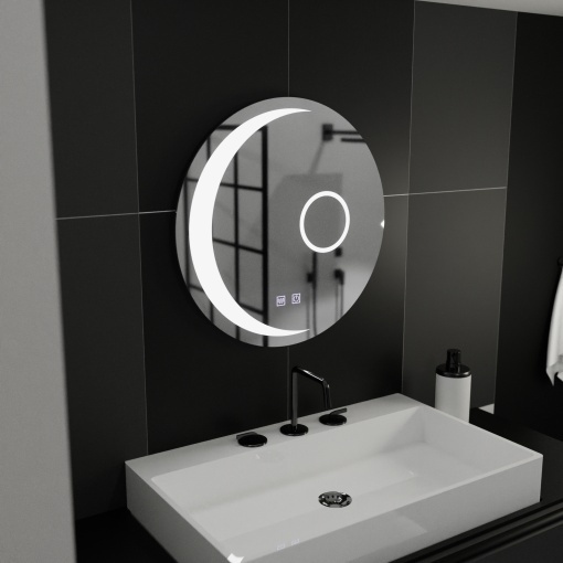 Oglinda LED Rotunda, 60cm, Orbis Touch, Sistem Dezaburire,Dimabila