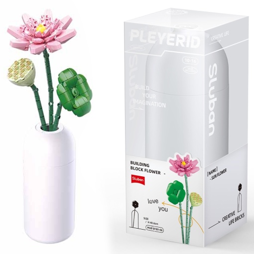 Set de Constructie Flowers, 258 piese, Lotus - Sluban