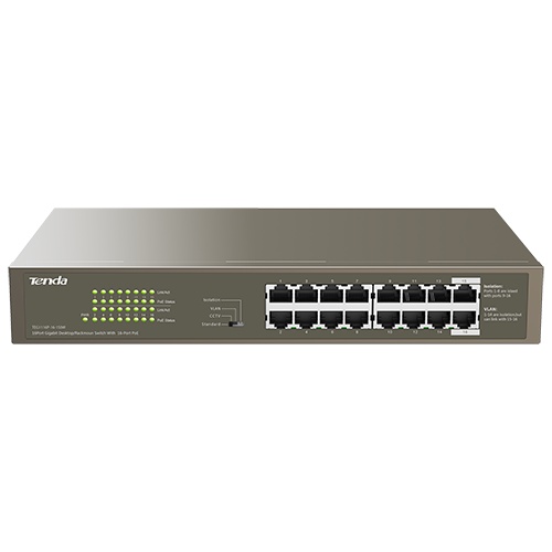Switch 16 porturi Gigabit PoE Desktop/Rackmount 32 Gbps - Tenda TND-TEG1116P-16-150W