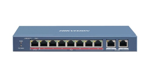 Switch 8 porturi PoE 10/100 Mbps + 2 porturi Gigabit Hikvision - DS-3E1310HP-EI