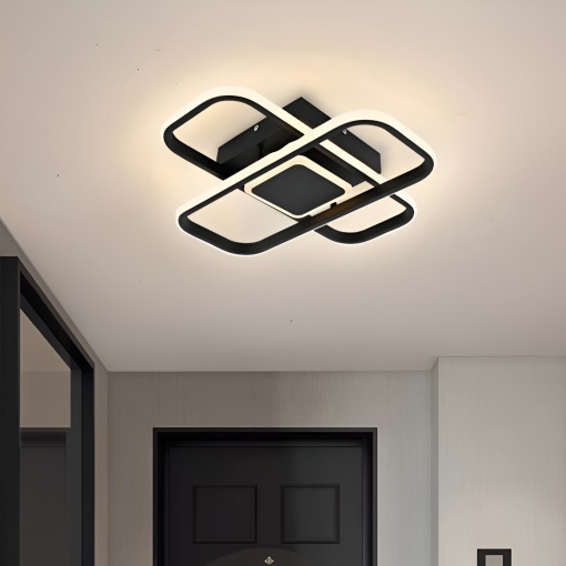 Lustra LED cu telecomanda ANICA 52W, 2 Elemente, lumina Rece/Calda/Neutra, Dimabila, Negru