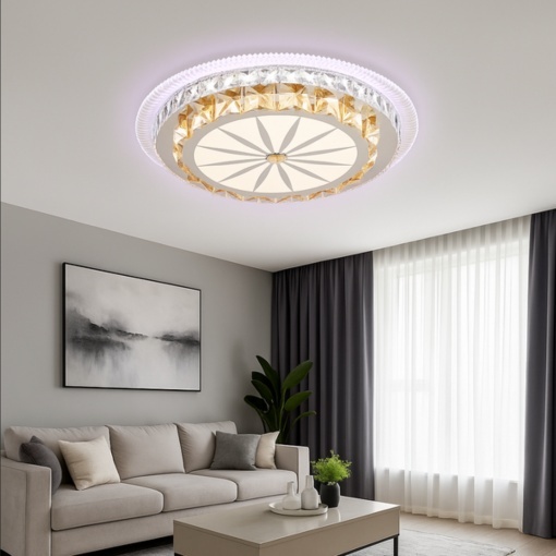 Lustra LED cu telecomanda DAVIDE RGB 70W, lumina Albastra/Rece/Calda, Dimabila, Alb