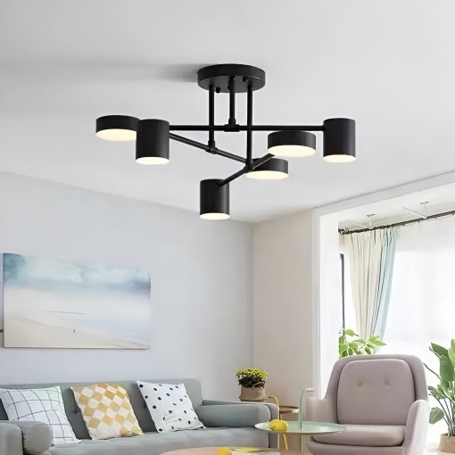 Lustra LED GALIOS 72W, 6 Elemente, lumina Rece/Calda/Neutra, Negru