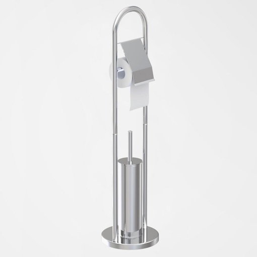 Perie WC cu suport hartie igienica, stativa, Inox