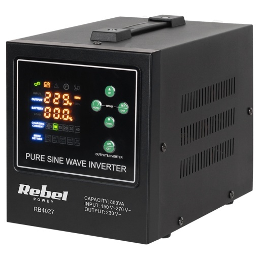 UPS centrala termica, 800 VA, 500 W, 12 V, Rebel, RB-4027, POWER-800-LFP4, functii multiple, sinusoida pura