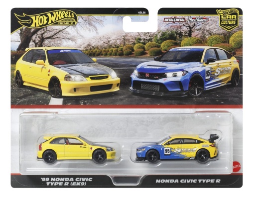 HOT WHEELS PREMIUM SET 2 MASINUTE METALICE HONDA CIVIC 99 TIP R EK9 SI HONDA CIVIC TIP R SCARA 1:64