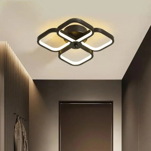Lustra LED VERTEX Tesser 36W, 4 Patrate, lumina Rece/Calda/Neutra, Negru