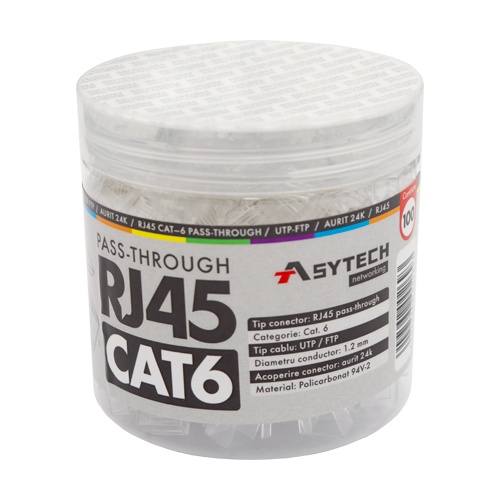Mufa RJ-45 UTP Cat.6 EZ Passthrough (100 buc) RJ45-CAT6-EZ-JAR