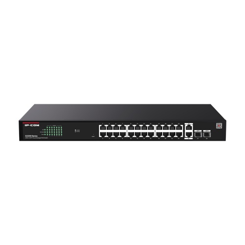 Switch 24 porturi PoE RJ45 Gigabit, 2 x RJ45 Gigabit, 2 x SFP Gigabit, Management, 1U - IP-COM G2228P-24-410W