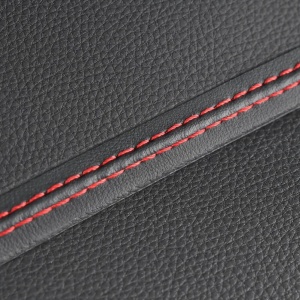 Banda decorativa pentru interiorul vehiculului, lungime 2m, din piele ecologica, culoare Neagra + cusatura Rosie - Img 7