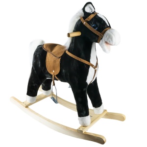 Calut balansoar, lemn + plus, negru, 78x28x68 cm - Img 1