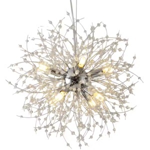 Candelabru Cristal Schonbrunn, 12x G9, Diametru 60cm, Argintiu Lucios, Inaltime Reglabila - Img 3