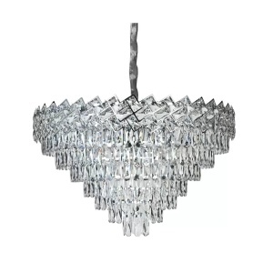 Candelabru Cristal WINDSOR Supremo 16xE27, Diametru 80cm, Crom Lucios, Inaltime Reglabila - Img 2