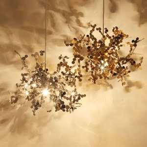 Candelabru Modern, CAPRICIO Allegro, 2xE14, Diametru 40cm, Auriu, Inaltime Reglabila - Img 1
