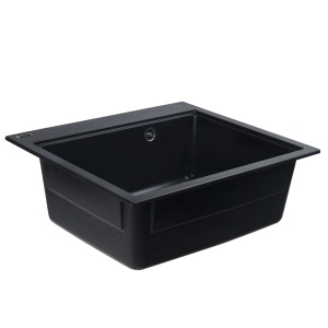 Chiuvetă din compozit de granit pentru bucătărie ELEFANT PREMIUM 5852 VESTA Negru metalic 580 x 518 mm - Img 4