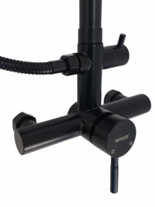 Coloana de dus MIXXUS SUS-003-J BLACK 20 cm baterie si para, monocomanda, furtun flexibil - Img 3