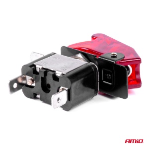 Comutator iluminat (intrerupator) cu protectie, destinatie auto, moto, ATV, SSV, Off-Road, model "TOP GUN", tensiune 12V - 24V, culoare Rosie - Img 4