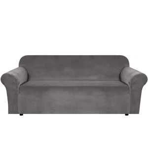 Husa universala pentru canapea standard cu 3 locuri, imitatie catifea, culoare GRI - Img 4
