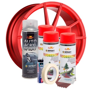Kit complet reparatie si vopsire jante culoare Rosu Fluorescent, V4 - Img 2