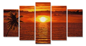 KIT PICTURA PE NUMERE SCHIPPER APUS IN CARAIBE, 5 TABLOURI - Img 2