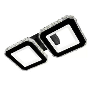 Lustra LED cristal QUADRIS 24W, 2 Patrate, lumina Rece/Calda/Neutra, Dimabila, Negru - Img 1