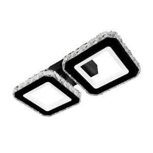 Lustra LED cristal QUADRIS 24W, 2 Patrate, lumina Rece/Calda/Neutra, Dimabila, Negru - Img 3