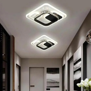 Lustra LED cu cristal ARIELLA 40W, Patrata, lumina Rece/Calda/Neutra, Negru - Img 1