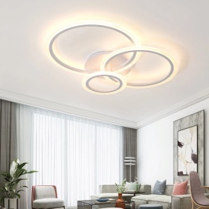 Lustra LED cu telecomanda BETTY 41W, 3 Cercuri, lumina Rece/Calda/Neutra, Dimabila, Alb - Img 1