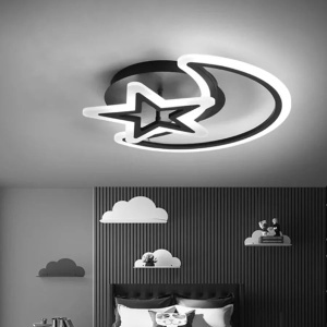 Lustra LED cu telecomanda LUNA SI STEA 45W, 2 Elemente, lumina Rece/Calda/Neutra, Dimabila, Negru - Img 2