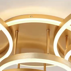 Lustra LED cu telecomanda RIGA LILITH 94W, 3 Cercuri, lumina Rece/Calda/Neutra, Dimabila, Auriu Lucios - Img 2