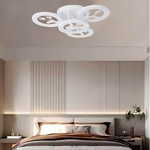 Lustra LED cu telecomanda si cristal DAISY 49W, 4 Elemente, lumina Rece/Calda/Neutra, Dimabila, Alb - Img 1