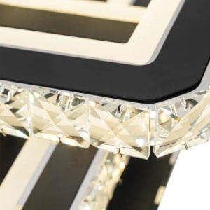 Lustra LED cu telecomanda si cristal LEILA 154W, 3 Patrate, lumina Rece/Calda/Neutra, Dimabila, Negru Crom Lucios - Img 2