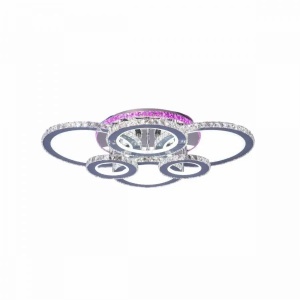 Lustra LED cu telecomanda si cristal NOVA ROTONDA RGB 152W, 6 Cercuri, lumina Rece/Calda/Neutra, Dimabila, Crom Lucios - Img 3
