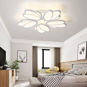 Lustra LED cu telecomanda TULIP 73W, 5 Petale, lumina Rece/Calda/Neutra, Dimabila, Alb - Img 1