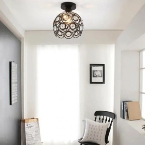 Lustra Vera, 1*E27, Negru, Metal si Cristal - Img 1