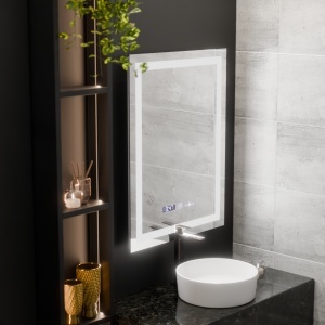 Oglinda LED Rectangulara, 60x80cm, Verite MotionGlow Marcello, Sistem Dezaburire, Ceas & Termometru, Dimabila - Img 3