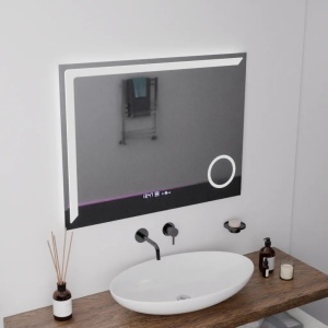 Oglinda LED Rectangulara, 80x60cm, Precision MotionGlow Marcello, Sistem Dezaburire, Ceas & Termometru, Lupa Cosmetica, Dimabila - Img 1