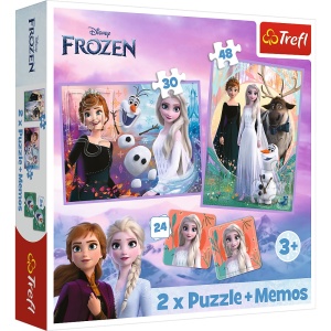PUZZLE TREFL 2IN1 MEMO DISNEY FROZEN PRINTESELE SI TARAMUL LOR - Img 1