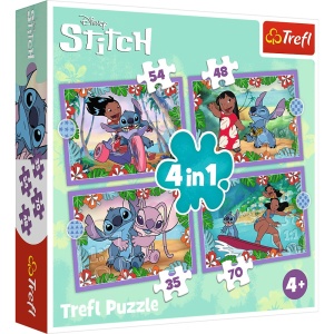 PUZZLE TREFL 4IN1 STITCH ZIUA FERMECATA - Img 1