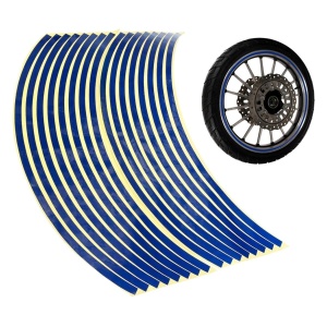 Set 16 ornamente Reflectorizante pentru jante auto, moto, culoare Albastra - Img 1